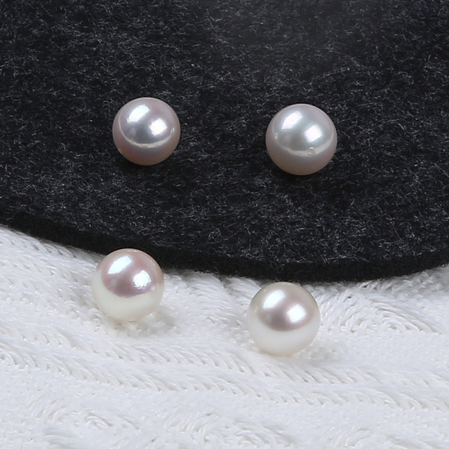 9-9.5mm Half Drilled Strong Light Akoya Sea Water Pearl for Stud Earrings 