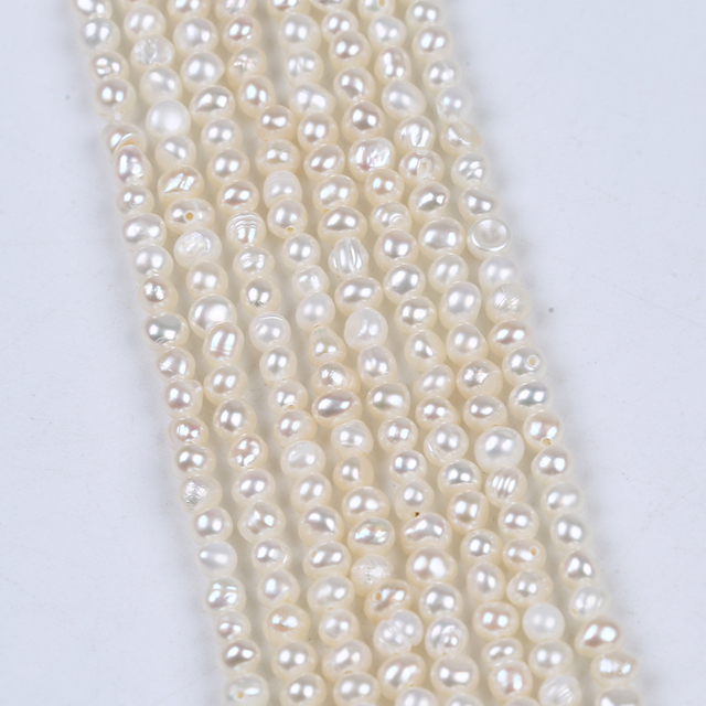 3-4mm Low Price Natural Cultured Potato Pearl Strand for DIY Making
