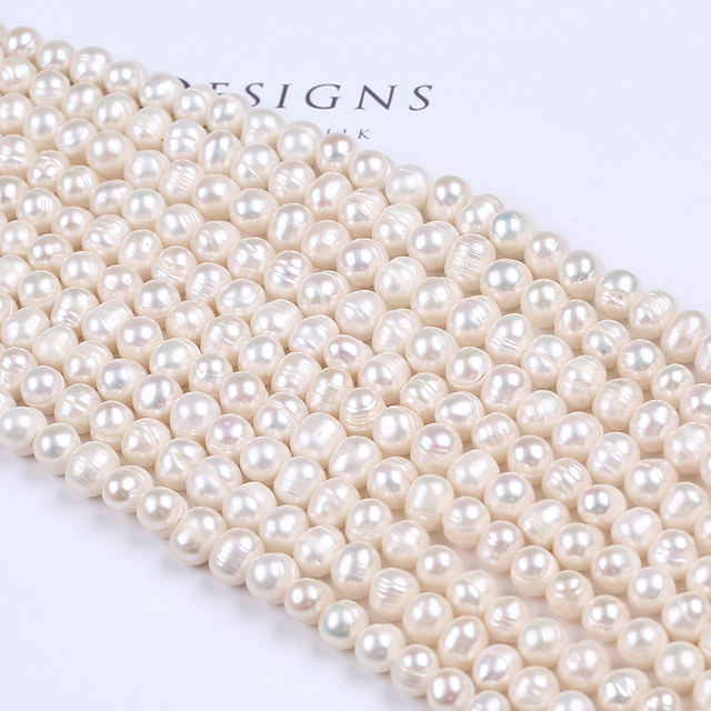 7-8mm Natural Freshwater Potato Pearl Strand for Promation Gift