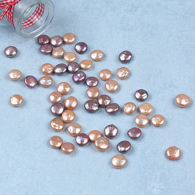 Natural Pink Purple Color Coin Pearl No Hole for Making Jewelry 