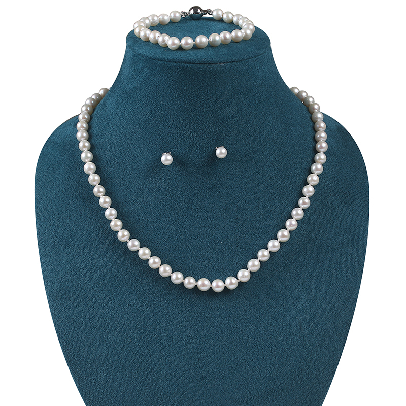 Classic Natural White Color Round Pearl Jewelry Set for Mom