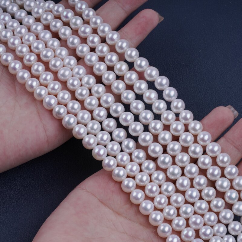 AAA 8-8.5mm Perfect Round Pearl Top Quality Almost Flawless Natural Freshwater Pearls String For Jewelry Marking