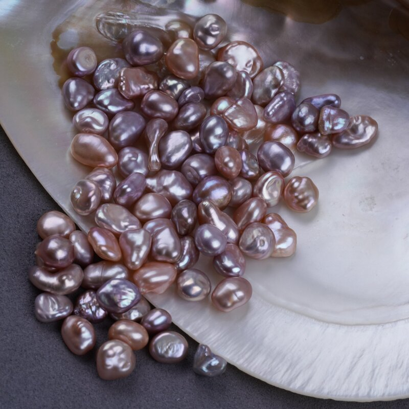 7-9mm 4A grade wholesale purple freshwater keshi baroque natural pearl beads for jewelry making