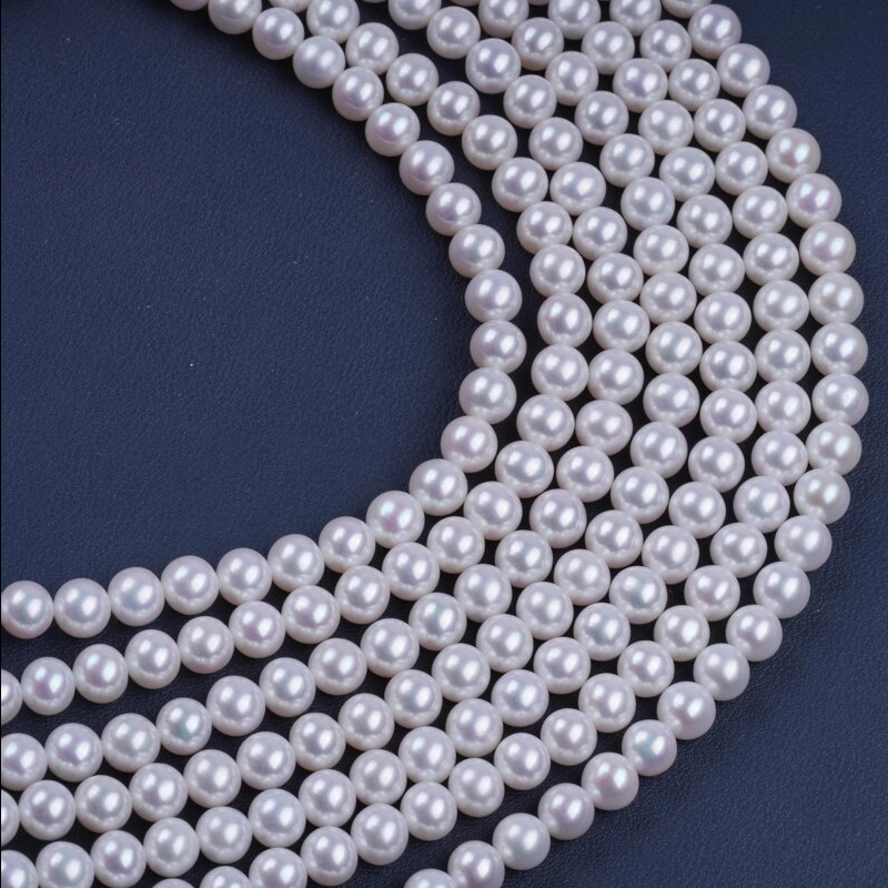 3A 8-8.5mm Perfect Round Pearl Top Quality Almost Flawless Natural Freshwater Pearls String For Jewelry Marking