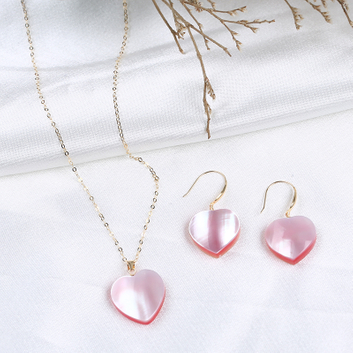 18k Real Gold Heart Shape Mabe Pearl Jewelry Set for Gift