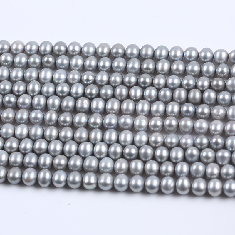 6.5-7mm Standard Size Grey Color Near Round Pearl Stand for Fashion Jewelry