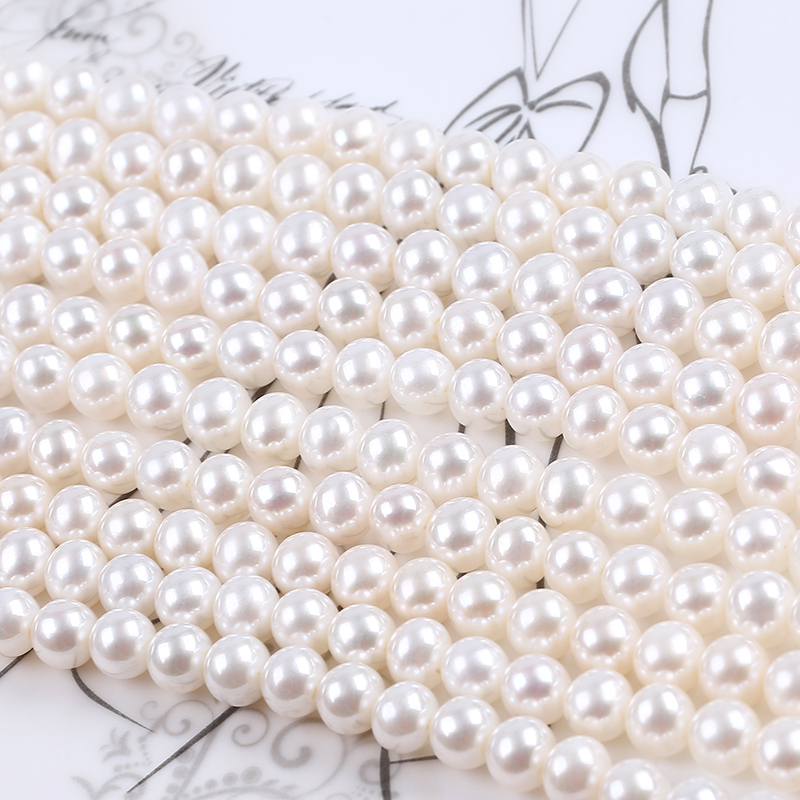 7-8mm Natural White Enhanced Edison Pearl Strand for Jewelry Design