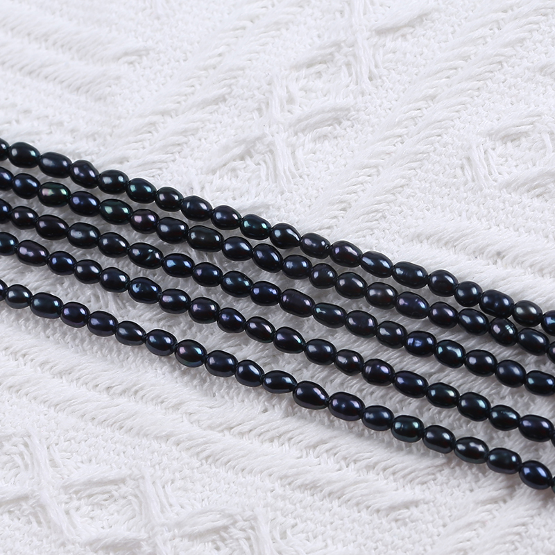 Black Pearl Natural Rice Pearl Strand for Jewelry