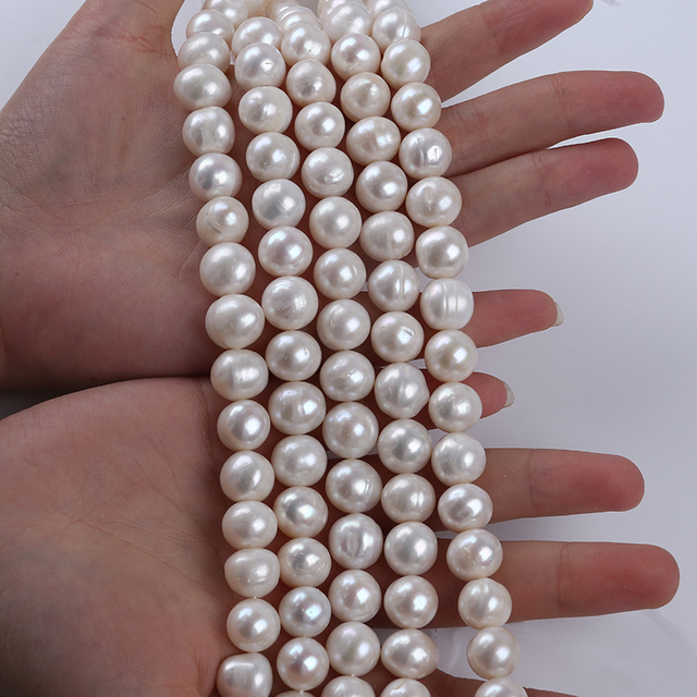 12-13mm Big Size White Color Potato Shape Pearl Strand for Jewelry Making