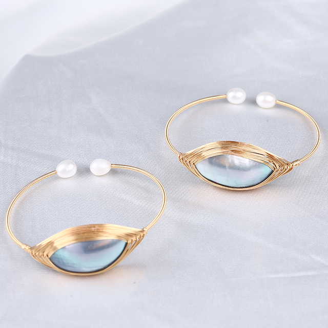 Fashion Bangle Handmade Sea Water Mabe Pearl Bracelet