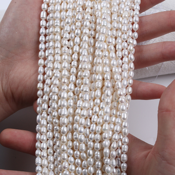 41cm 4-5mm Rice Pearl Oval Shape Diy Pearl Jewelry