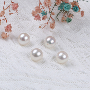 9-9.5mm Half Drilled Strong Light Akoya Sea Water Pearl for Stud Earrings 