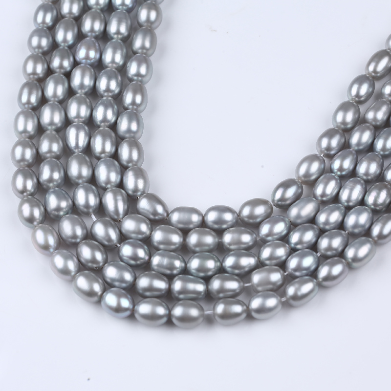 Jewelry China Noble Grey Freshwater Rice Pearl for Necklace