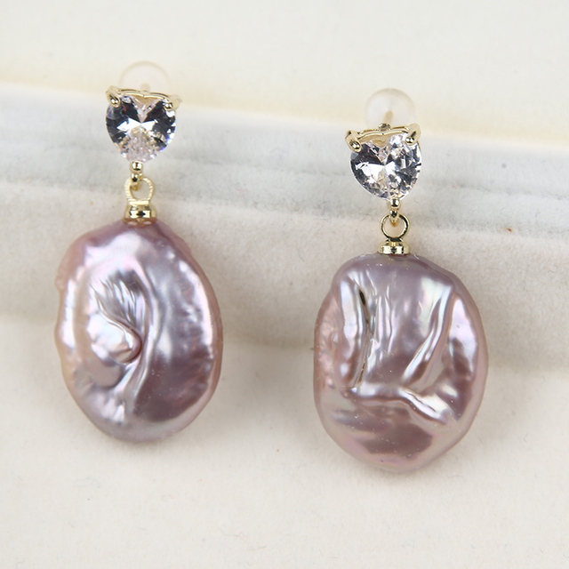 China Earring Natural Purple Pearl Earring for Wholesale