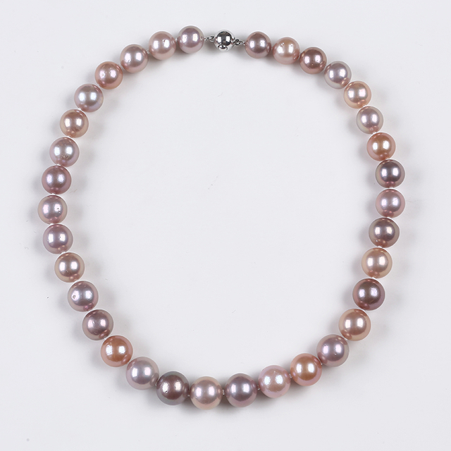 12-13mm Big Size Natural Purple Color Edison Pearl Necklace for Anniversary