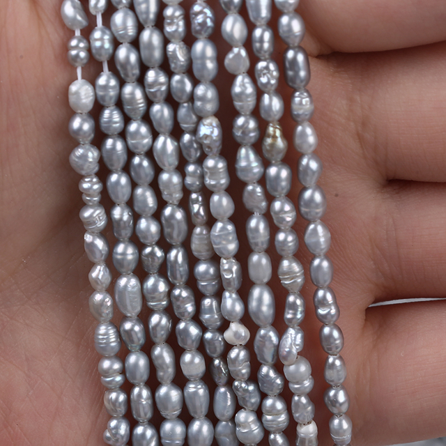 3-4mm Grey Color Low Price Rice Pearl for Promotion Gift