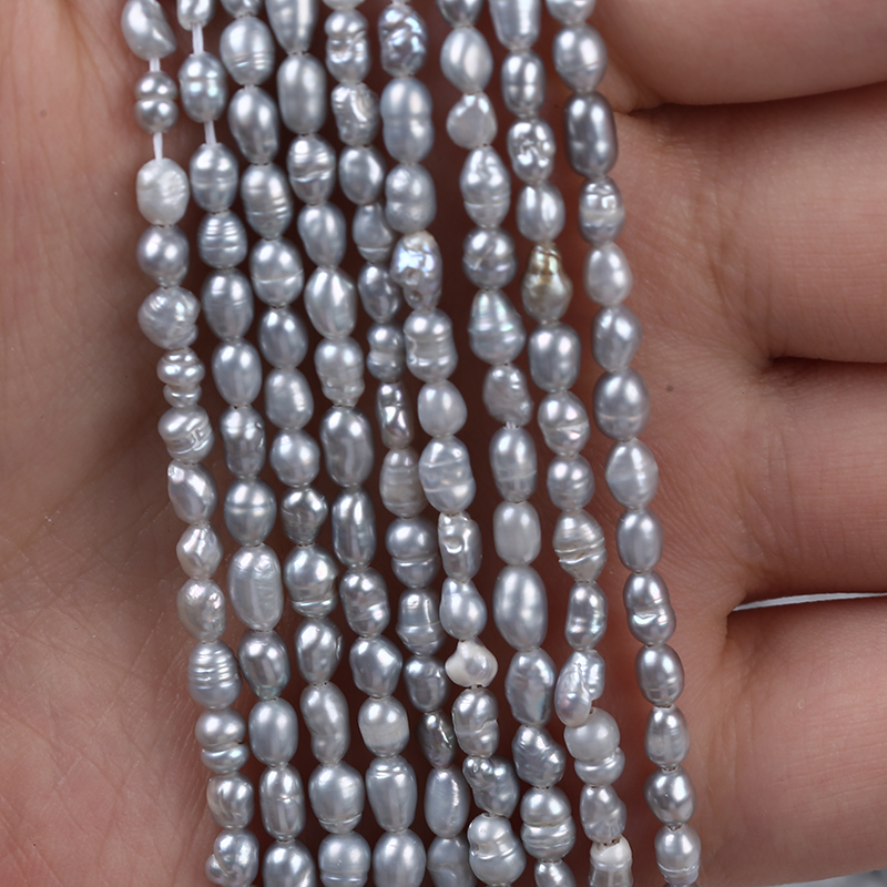 3-4mm Grey Color Low Price Rice Pearl for Promotion Gift