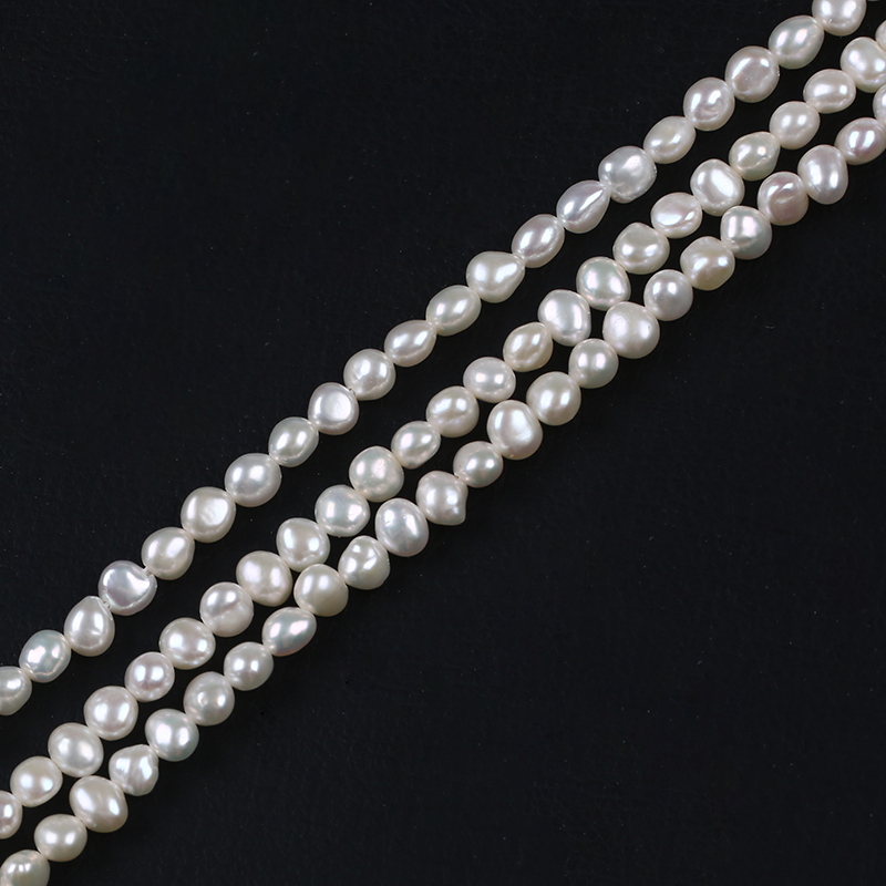 5-6mm Side Drilled Natural Freshwater Baroque Pearl Strand for Jewelry Design