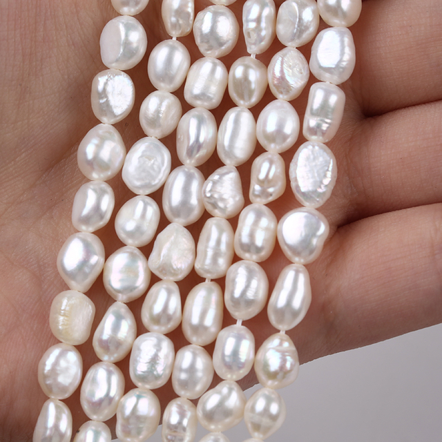 Straight Drilled Natural White Color Baroque Pearl for Triple Necklace