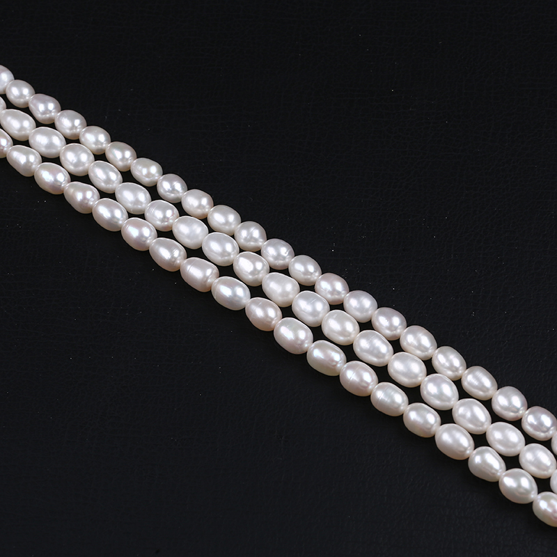 7-8mm High Quality Nice Beads Rice Pearl For White Chain Necklace