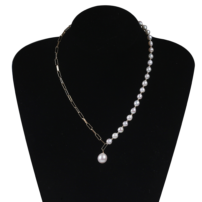 Charm Baroque Pearl with Gold Chain Necklace for Party