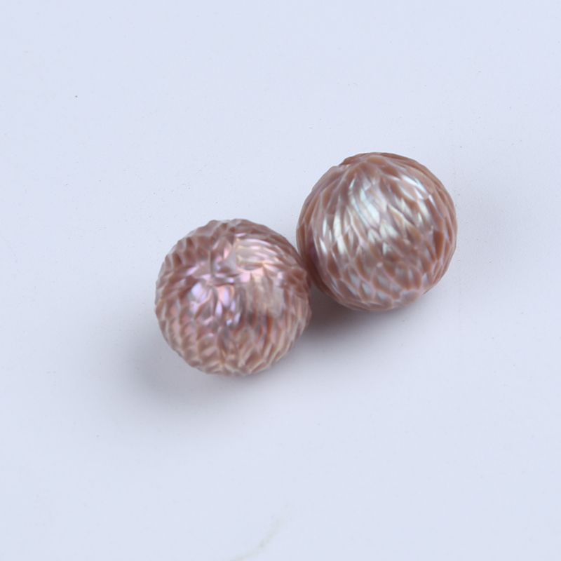 13-14mm Carved Purple Edison Pearl for Earrings Making