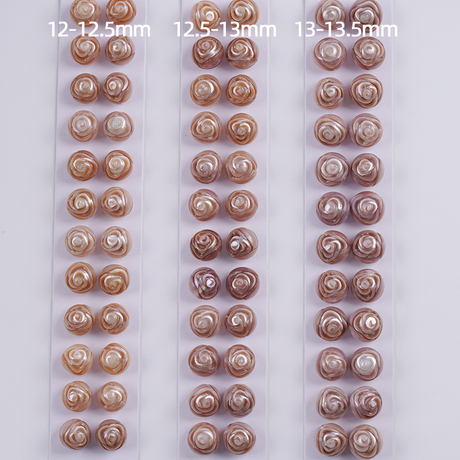 A Pair of Purple Rose-shaped Carved Pearls Non Porous Loose Beads for DIY