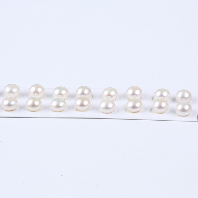 10-10.5mm High Quality White Freshwater Button Pearl pair