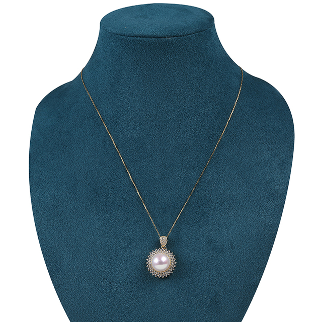 Sun Flower Shape Round Pearl Pendant with Zircon for Party