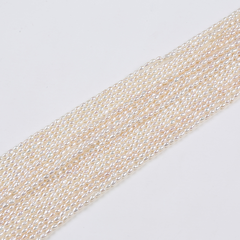 2.5-3mm Small Size Natural Color Rice Pearl Strand for Making Jewelry