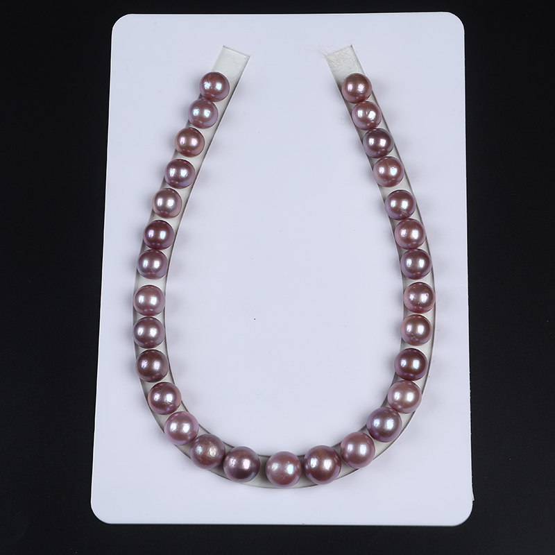 Graduated Natural Purple Color Round Shape Edison Pearl for Making Necklace