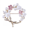 Copper Plated Real Gold with Zircon Pearl Brooch for Women