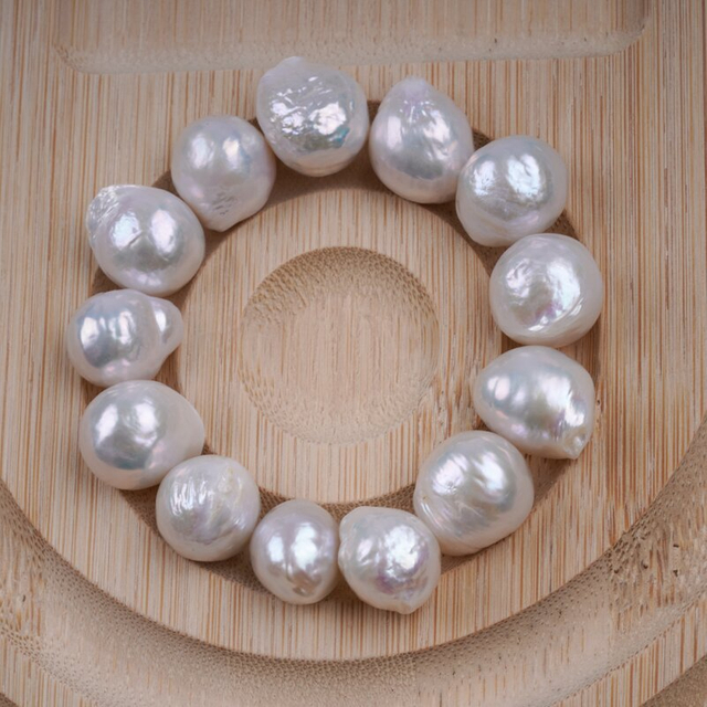11-14mm White Baroque Shape Cultured Freshwater Pearl Loose Beads Semi Finished Bracelet