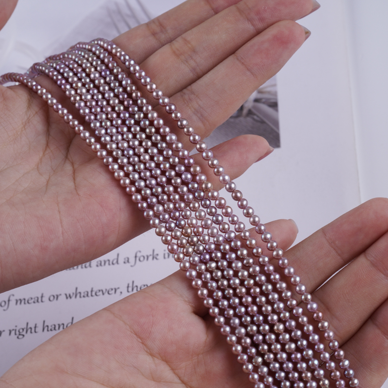 Natural Freshwater Pearl Wholesale 3.5-4mm Small Size Round Pearl Strands