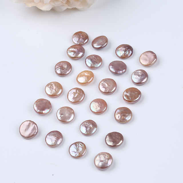 12-13mm No Hole Purple Color Freshwater Coin Pearl for DIY