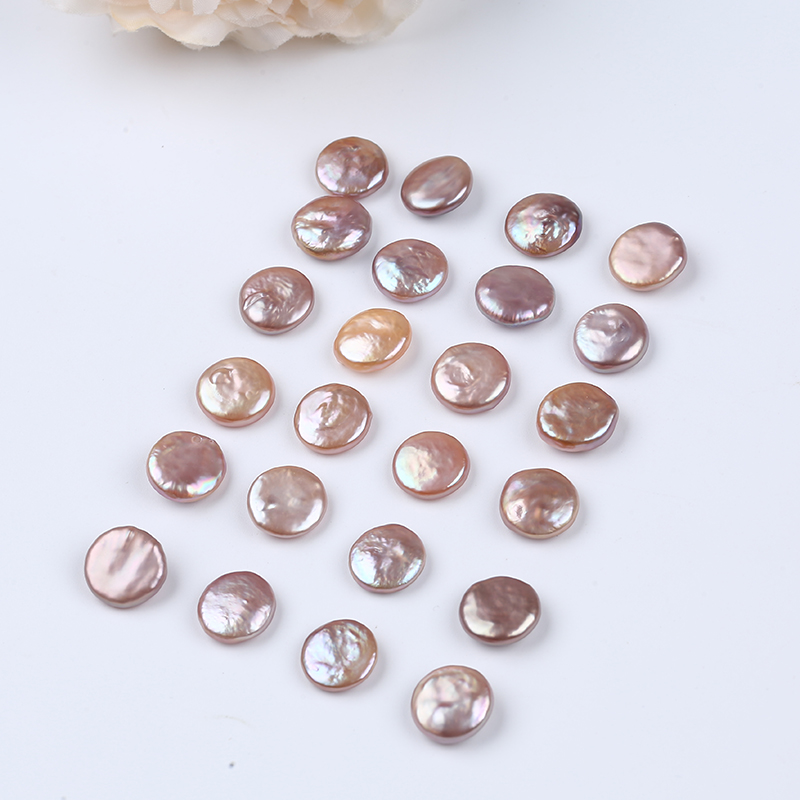 12-13mm No Hole Purple Color Freshwater Coin Pearl for DIY