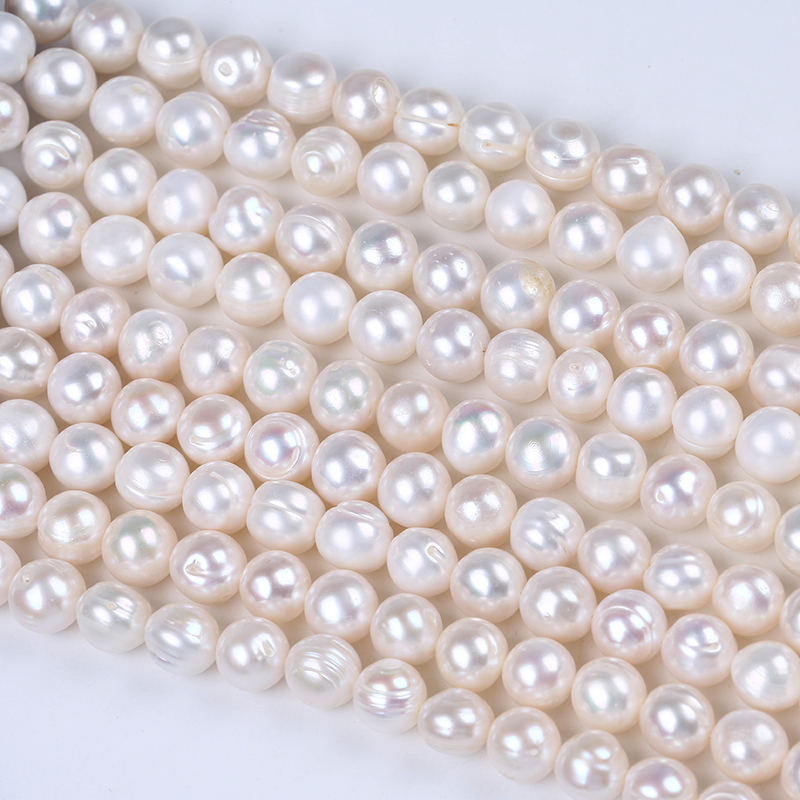 10-11mm White Color Potato Shape Pearl Strand for Jewelry Making