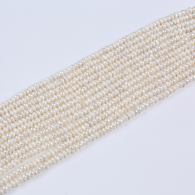 6-7mm Natural White Central Drilled Button Pearl Strand for Jewelry Design