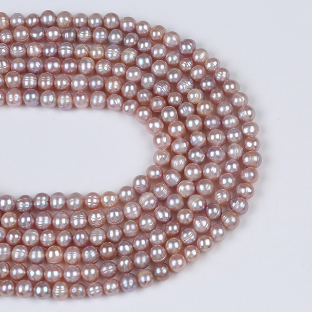 8-9mm Natural Purple Color Potato Pearl Strand for Jewelry Design