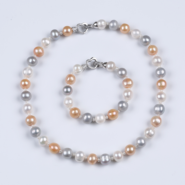 Potato Shape Pearl Women Jewelry Set for Anniversary